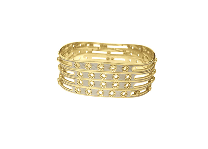 Two Tone Plated CZ Studded CNC Fashion Bangles